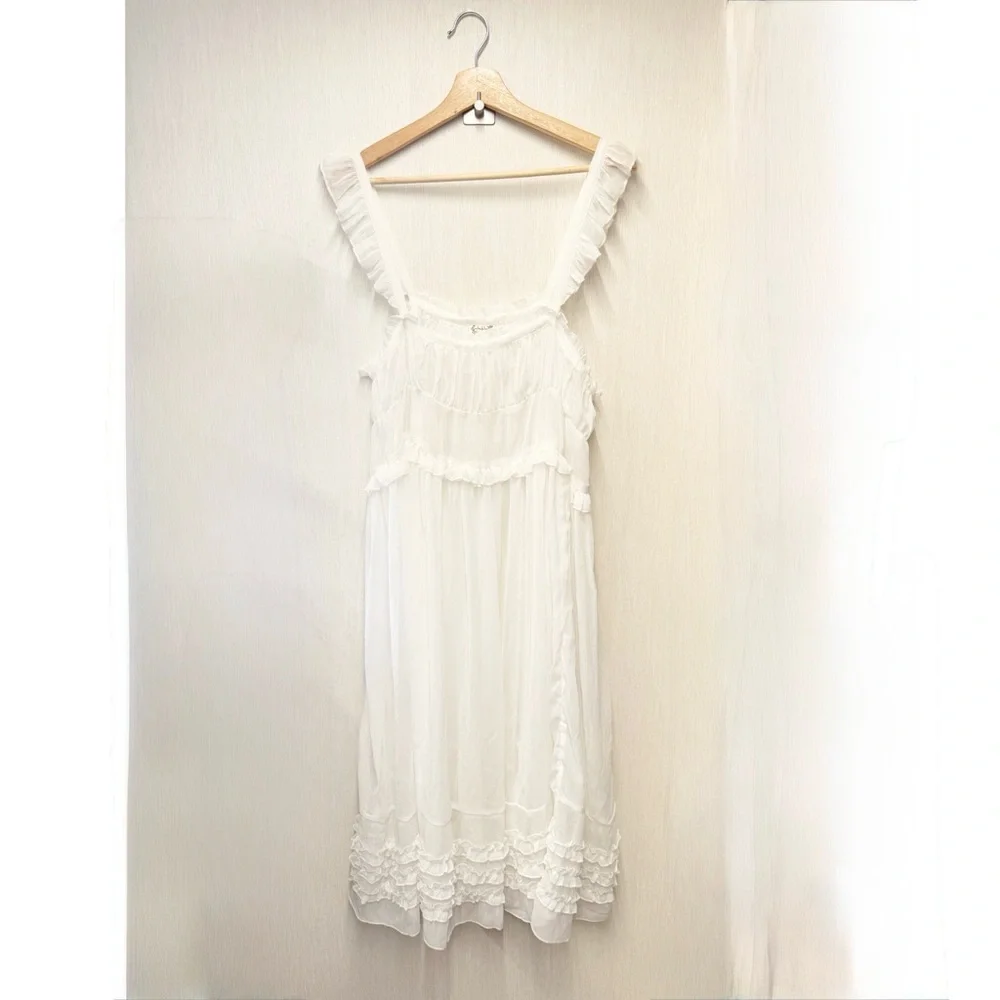 NWOT Free People Intimately Moon Phase Midi Slip Dress in White, Size Large - Picture 3 of 12